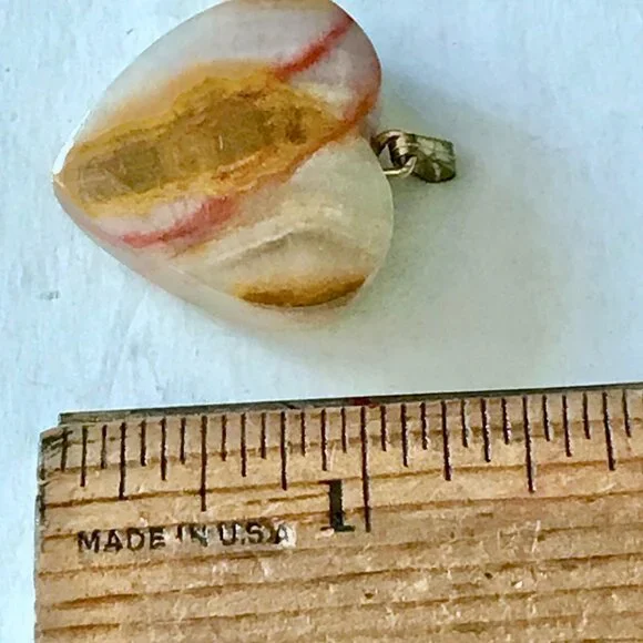 Vintage Agate Heart Pendant, Earthtones - Picture 3 of 5